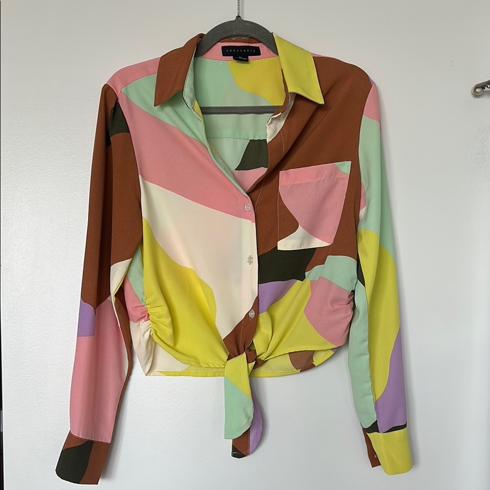 Colorful Abstract Women's Button Down Top